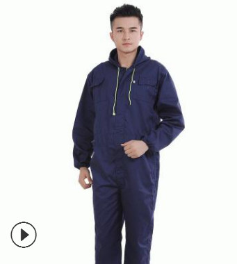 长袖连体工作服带帽男防尘车间工装汽修喷漆服劳保工程服 艳蓝色图3