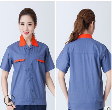 夏季工作服单件上衣 男女定做半袖汽修服工厂车间短袖劳保服批发图3
