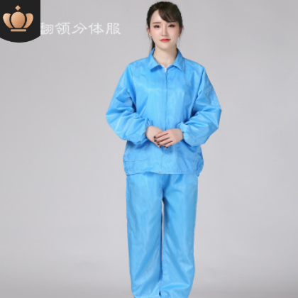 防静电分体服连帽翻领无尘服净化工作服蓝白上衣食品制药电子订制图2