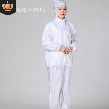 防静电分体服连帽翻领无尘服净化工作服蓝白上衣食品制药电子订制图3