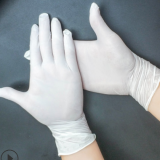 批发无粉耐磨一次性白色丁腈手套 白色防滑防酸碱实验室丁晴手套