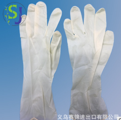12寸白色乳胶丁晴手套 耐油橡胶丁腈手套 一次性塑胶防护手套批发图3