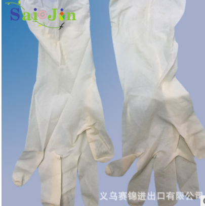 12寸白色乳胶丁晴手套 耐油橡胶丁腈手套 一次性塑胶防护手套批发图1