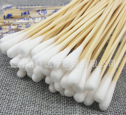 翔翊 12cm 一次性无菌医用棉签 竹棒单头棉签脱脂棉签棒 50支/袋图2