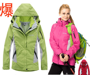 暴款批发 蓝星滚条户外服装 女士冲锋衣 滑雪登山服 三合一两件套图3