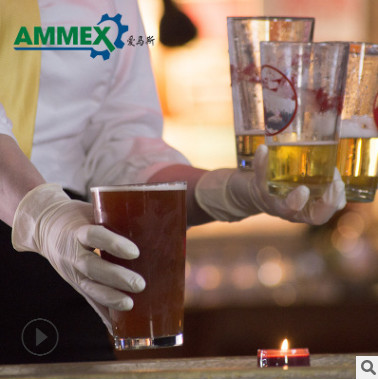 AMMEX爱马斯一次性乳胶麻面手套 工业家用无粉耐穿透防水手套图3