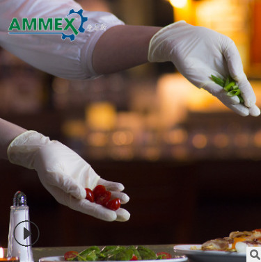 AMMEX爱马斯一次性乳胶麻面手套 工业家用无粉耐穿透防水手套图2