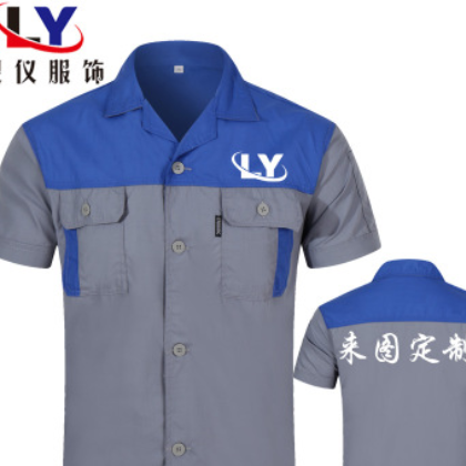 夏季工作服套装男女短袖薄款定制耐磨工厂车间工人汽修上衣劳保服图3