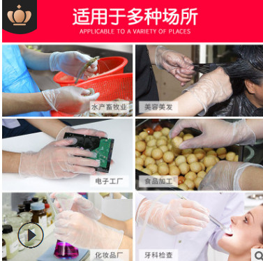 厂家直销一次性pvc手套 无粉美容牙科纹身美甲食品级透明pvc手套图3