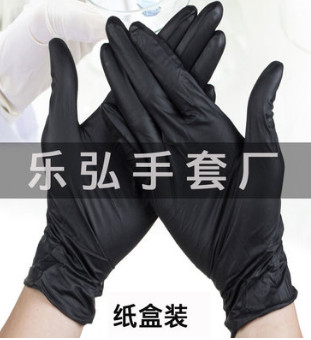 一次性黑色丁腈橡胶手套 纹身防腐蚀乳胶耐酸碱汽车修理丁晴手套图1