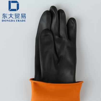 批发耐酸碱手套得鸟牌双色短袖工业乳胶作业手套农林牧渔业定做图3