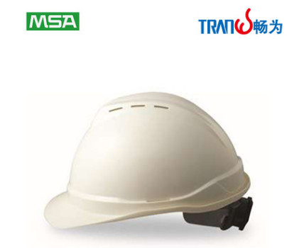 MSA 10108798 V-Gard 豪华型安全帽 白色PE,带透气孔帽壳,轻旋风