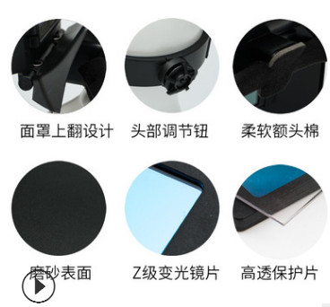 自产轻便透气全自动太阳能变光焊帽翻盖氩弧焊头戴简易防拷脸面罩图3
