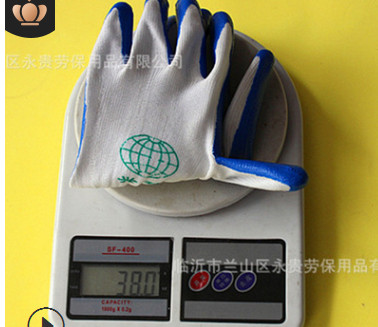 工厂直销兴达蓝色尼龙丁晴手套 工地防滑耐磨浸胶丁腈手套图3