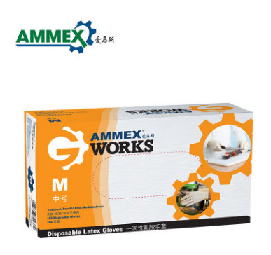 【AMMEX】爱马斯TLFGWC一次性乳胶手套 无粉手套通过SGS认证