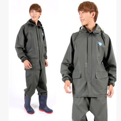 姜太公双层针织分体套装雨衣 加厚耐用PVC防水透气雨衣 徒步骑行