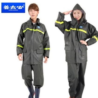 姜太公双层针织分体套装雨衣 加厚PVC防水透气反光条 徒步骑行