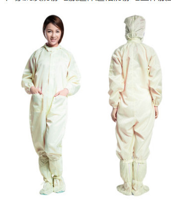 厂家批发防静电服连体连帽防静电工作服三连体无尘洁净连体服定制图2