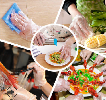 厂家直销透明薄膜一次性手套 防油美发一次性手套 餐饮食品级手套图3
