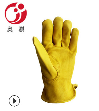 奥骐羊皮园艺手套 司机骑行防护搬运劳保电焊全皮厂家电商专供图3