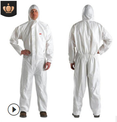 3M 4510防护服白色带帽连体防静电防粉尘液体喷溅无纺布防护服图2