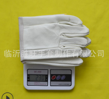 一层电焊牛皮手套 头层帆布袖长电焊隔热手套劳保批发 厂家直销图3