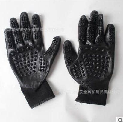 厂家直销撸毛洗澡清洁梳理硅胶五指手套环保橡胶按摩手套 宠物图2