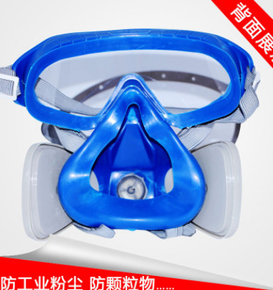 正品双箭龙连体防尘面具防风式防尘全面罩劳保防尘口罩带护目镜图2
