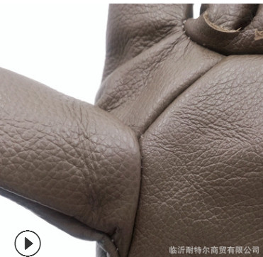厂家直销头层牛皮牛仔布短皮分掌手套电焊工劳保防护半皮手套图2