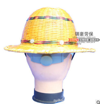 大沿竹编安全帽劳保透气降温凉爽环保竹制藤帽摩托车工地安全头盔图2