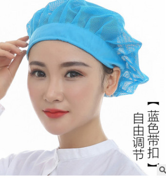 夏透气卫生食品工作帽子定制男女防尘车间帽短帽檐可调节大小网帽图2