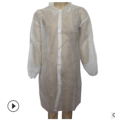 加厚一次性无纺布大褂工作服实验服防尘服纽扣魔术贴拉链式厂家图2