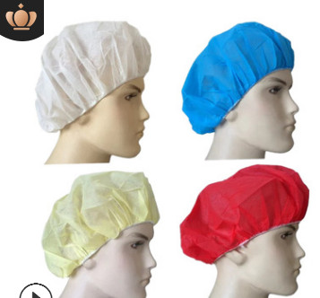 加厚无纺布圆帽一次性帽子头罩食品厂工作帽厨师帽发网帽头套厂家