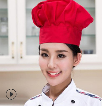 创简约款厨师帽棉白色蛋糕店布帽酒店服务员厨师工作帽百褶蘑菇帽图3