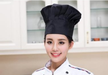 创简约款厨师帽棉白色蛋糕店布帽酒店服务员厨师工作帽百褶蘑菇帽