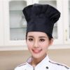 创简约款厨师帽棉白色蛋糕店布帽酒店服务员厨师工作帽百褶蘑菇帽