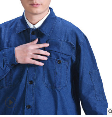 夏季长袖牛仔工作服 男长袖汽车维修夏季工作服男电焊服厂家直销图3