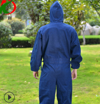 跨境专供 批发牛仔连体工作服劳保连体服工作服图3