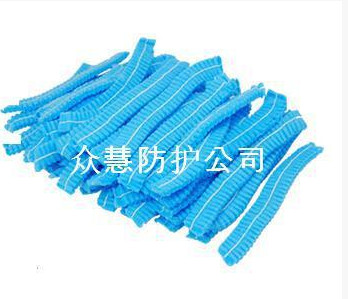 一次性无纺布 条形帽 蘑菇帽 防尘发厨师网帽 白蓝绿色 安全卫生图2