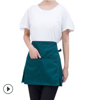 厂家定制直销 时尚涤棉半身小开衩女款双兜围裙女服务员家用茶楼图2