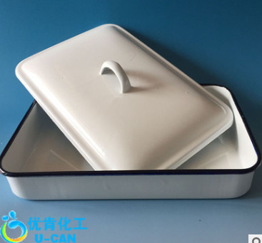白鹅牌搪瓷方盘 白瓷托盘 带盖医用消毒盘9寸 16*24 20*30cm图3
