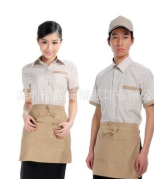 餐厅快餐店服务员工作制服长袖男女款厨师服订做