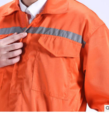 加厚劳保连体服 男女汽修工作套装批发 涤棉反光连体劳保服定做图3