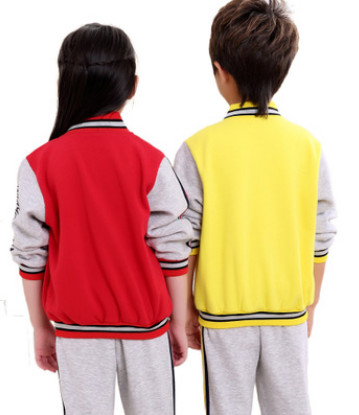 幼儿园园服黄色秋冬装纯棉红色加绒加厚大卫衣套装运动会班服校服图2