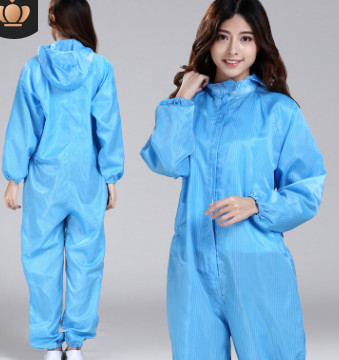工作服防静电连体连帽无尘服定制蓝白藏青食品机械电子洁净服工衣图2