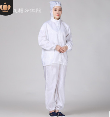 防静电分体服连帽翻领无尘服净化工作服蓝白上衣食品制药电子订制图3