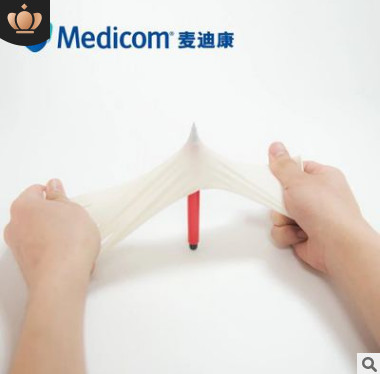 麦迪康 一次性乳胶手套白色无粉 实验室麻面乳胶劳保手套批发图3