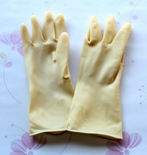 牛筋胶手套 工业家用乳胶手套 筋源乳白色胶手套 清洁手套图2