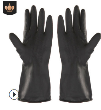 黑工业耐油耐酸碱天然橡胶手套防滑防水乳胶家用防护劳保手套50克