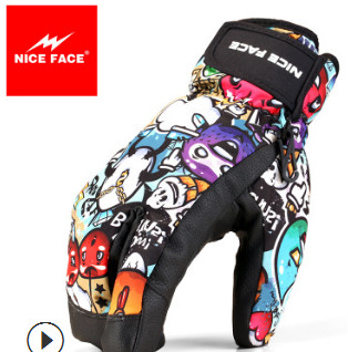 NICEFACE三指滑雪手套男女款防水保暖耐磨登山越野加厚滑雪手套图2